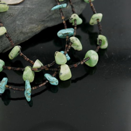 Certified Authentic 3 Strand Navajo .925 Sterling Silver Gaspeite Native American Necklace 15297-36 Certified Authentic 3 Strand Navajo .925 Sterling Silver Gaspeite Native American Necklace 15297-36