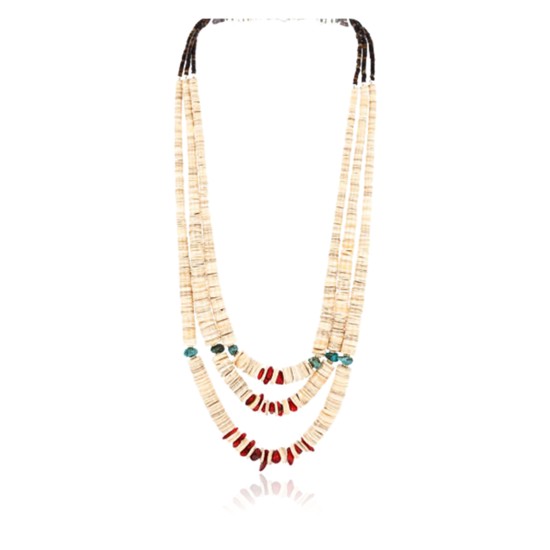 3 Strand Navajo .925 Sterling Silver Graduated Heishi and Coral Native American Necklace 390781366842 3 Strand Navajo .925 Sterling Silver Graduated Heishi and Coral Native American Necklace 390781366842