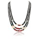 Certified Authentic 3 Strand Navajo .925 Sterling Silver Graduated Heishi Turquoise and CORAL Native American Necklace 371057307094