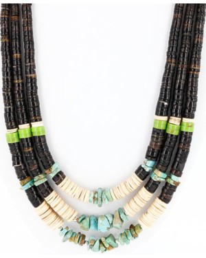 Certified Authentic 3 Strand Navajo .925 Sterling Silver Graduated Heishi Turquoise Native American Necklace 390829893833 Certified Authentic 3 Strand Navajo .925 Sterling Silver Graduated Heishi Turquoise Native American Necklace 390829893833