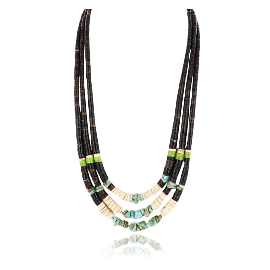 Certified Authentic 3 Strand Navajo .925 Sterling Silver Graduated Heishi Turquoise Native American Necklace 390829893833