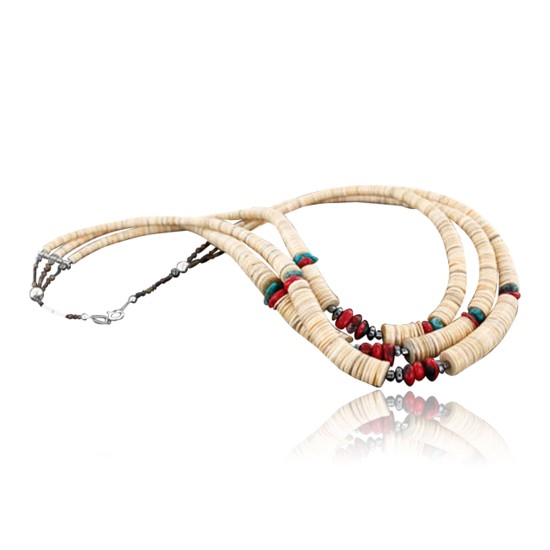 Certified Authentic 3 Strand Navajo .925 Sterling Silver Graduated Melon Shell and Hematite Native American Necklace 370983998993 Certified Authentic 3 Strand Navajo .925 Sterling Silver Graduated Melon Shell and Hematite Native American Necklace 370983998993