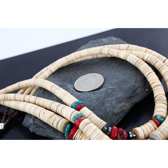 Certified Authentic 3 Strand Navajo .925 Sterling Silver Graduated Melon Shell and Hematite Native American Necklace 370983998993 Certified Authentic 3 Strand Navajo .925 Sterling Silver Graduated Melon Shell and Hematite Native American Necklace 370983998993