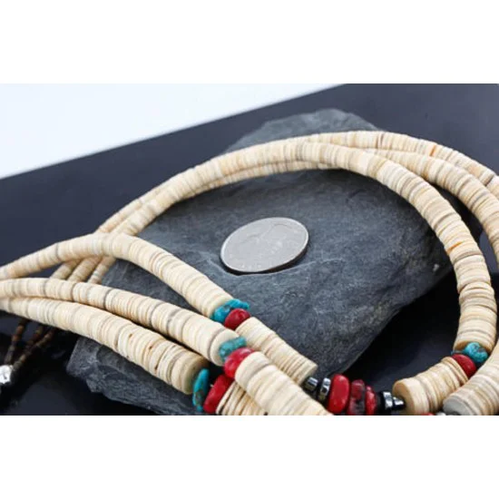 Certified Authentic 3 Strand Navajo .925 Sterling Silver Graduated Melon Shell and Hematite Native American Necklace 370983998993 Certified Authentic 3 Strand Navajo .925 Sterling Silver Graduated Melon Shell and Hematite Native American Necklace 370983998993