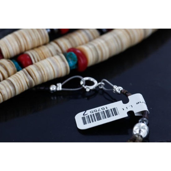 Certified Authentic 3 Strand Navajo .925 Sterling Silver Graduated Melon Shell and Hematite Native American Necklace 370983998993 Certified Authentic 3 Strand Navajo .925 Sterling Silver Graduated Melon Shell and Hematite Native American Necklace 370983998993