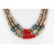 Certified Authentic 3 Strand Navajo .925 Sterling Silver Graduated Melon Shell, Turquoise and Coral Native American Necklace 371065952489