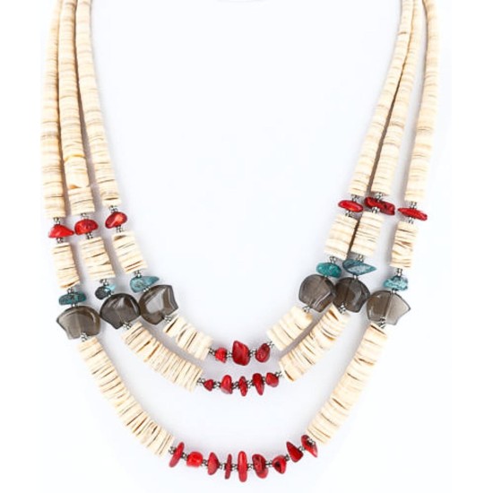 Certified Authentic 3 Strand Navajo .925 Sterling Silver Heishi and Coral Native American Necklace 390777368973 Certified Authentic 3 Strand Navajo .925 Sterling Silver Heishi and Coral Native American Necklace 390777368973