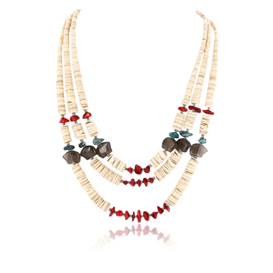 Certified Authentic 3 Strand Navajo .925 Sterling Silver Heishi and Coral Native American Necklace 390777368973 Certified Authentic 3 Strand Navajo .925 Sterling Silver Heishi and Coral Native American Necklace 390777368973