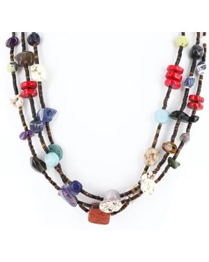 Certified Authentic 3 Strand Navajo .925 Sterling Silver Multicolor Stones Bear Fetish Native American Necklace 390775625715 Certified Authentic 3 Strand Navajo .925 Sterling Silver Multicolor Stones Bear Fetish Native American Necklace 390775625715