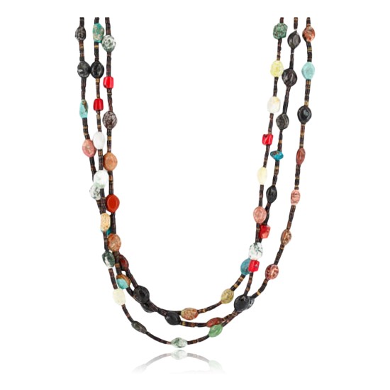 Certified Authentic 3 Strand Navajo .925 Sterling Silver Natural Turqouise Multicolor 51 Native American Necklace 750125-1