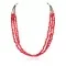 Certified Authentic 3 Strand Navajo .925 Sterling Silver Natural Turquoise and Coral Native American Necklace 16081-1