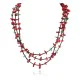Certified Authentic 3 Strand Navajo .925 Sterling Silver Natural Turquoise Coral Native American Necklace 18117