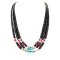 Certified Authentic 3 Strand Navajo .925 Sterling Silver Natural Turquoise Heishi Coral Native American Necklace 16085