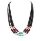 Certified Authentic 3 Strand Navajo .925 Sterling Silver Natural Turquoise Heishi Coral Native American Necklace 16085