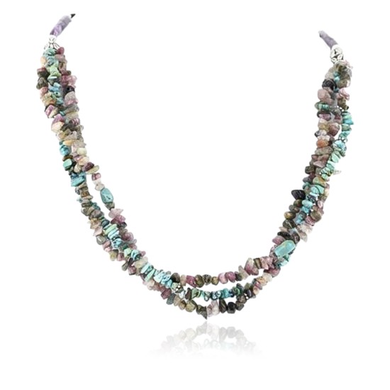 Certified Authentic 3 Strand Navajo .925 Sterling Silver Natural Turquoise Native American Necklace 371054165026