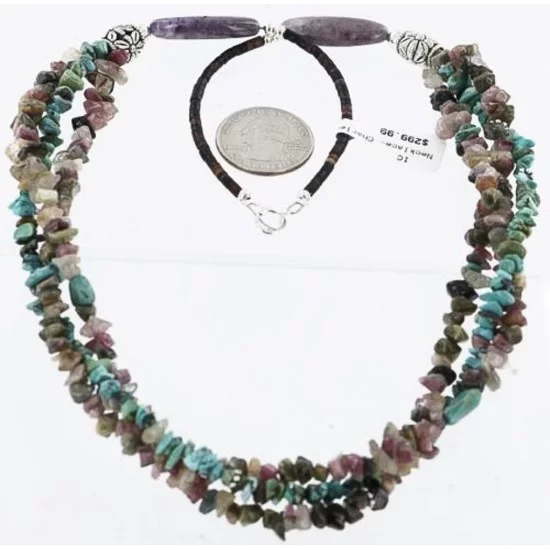 Certified Authentic 3 Strand Navajo .925 Sterling Silver Natural Turquoise Native American Necklace 371054165026 Certified Authentic 3 Strand Navajo .925 Sterling Silver Natural Turquoise Native American Necklace 371054165026