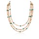 Certified Authentic 3 Strand Navajo .925 Sterling Silver Natural Turquoise Pink Quartz Native American Necklace 25246-1
