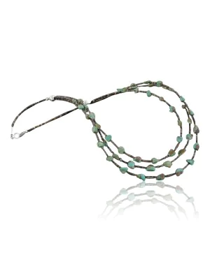 Certified Authentic 3 Strand Navajo .925 Sterling Silver Turquoise 17 Native American Necklace 370954532198