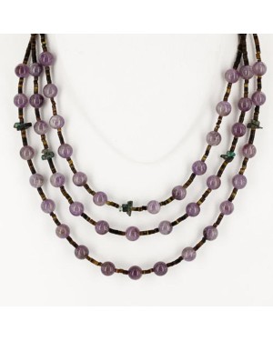 Certified Authentic 3 Strand Navajo .925 Sterling Silver Turquoise and Amethyst Native American Necklace 390748249766 Certified Authentic 3 Strand Navajo .925 Sterling Silver Turquoise and Amethyst Native American Necklace 390748249766