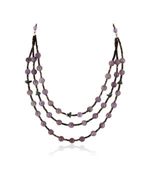 Certified Authentic 3 Strand Navajo .925 Sterling Silver Turquoise and Amethyst Native American Necklace 390748249766
