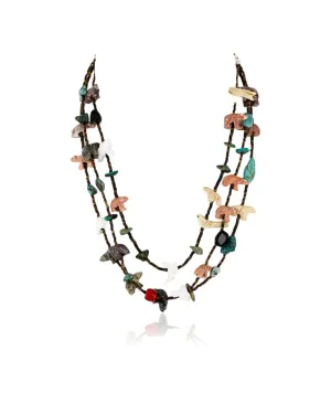 Certified Authentic 3 Strand Navajo .925 Sterling Silver Turquoise and Bone Native American Necklace 370986884241
