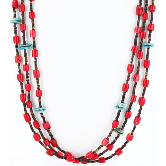 Certified Authentic 3 Strand Navajo .925 Sterling Silver Turquoise and Coral 1251 Native American Necklace 371034878387 Certified Authentic 3 Strand Navajo .925 Sterling Silver Turquoise and Coral 1251 Native American Necklace 371034878387
