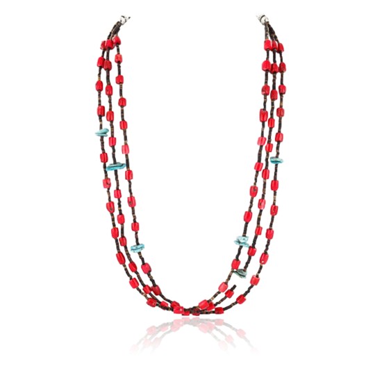 Certified Authentic 3 Strand Navajo .925 Sterling Silver Turquoise and Coral 1251 Native American Necklace 371034878387 Certified Authentic 3 Strand Navajo .925 Sterling Silver Turquoise and Coral 1251 Native American Necklace 371034878387