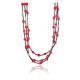 Certified Authentic 3 Strand Navajo .925 Sterling Silver Turquoise and Coral Native American Necklace 18110-3
