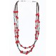 Certified Authentic 3 Strand Navajo .925 Sterling Silver Turquoise and Coral Native American Necklace 18110-3