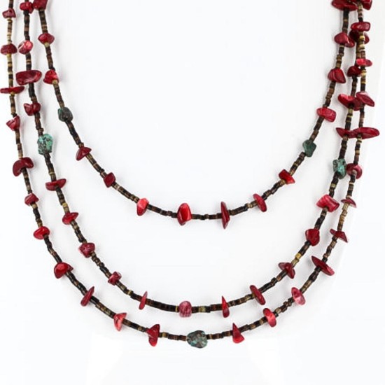 Certified Authentic 3 Strand Navajo .925 Sterling Silver Turquoise and Coral Native American Necklace 370993141641 Certified Authentic 3 Strand Navajo .925 Sterling Silver Turquoise and Coral Native American Necklace 370993141641