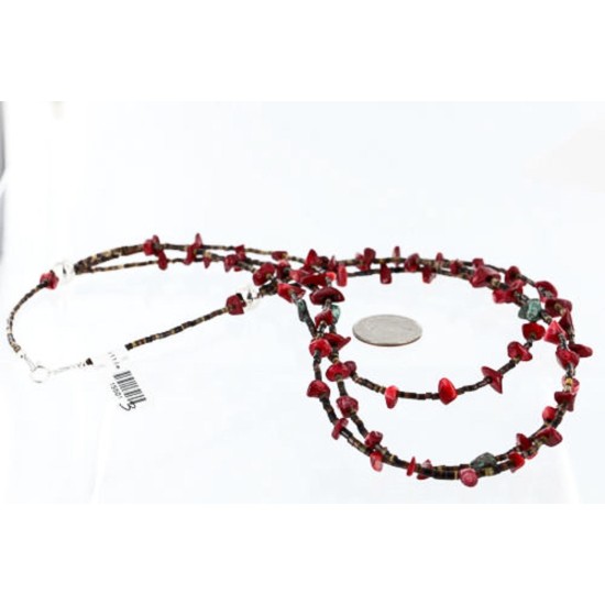 Certified Authentic 3 Strand Navajo .925 Sterling Silver Turquoise and Coral Native American Necklace 370993141641 Certified Authentic 3 Strand Navajo .925 Sterling Silver Turquoise and Coral Native American Necklace 370993141641