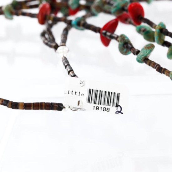 Certified Authentic 3 Strand Navajo .925 Sterling Silver Turquoise and Coral Native American Necklace 371002270545 Certified Authentic 3 Strand Navajo .925 Sterling Silver Turquoise and Coral Native American Necklace 371002270545