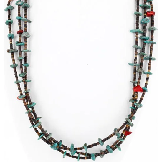 Certified Authentic 3 Strand Navajo .925 Sterling Silver Turquoise and Coral Native American Necklace 371054867735 Certified Authentic 3 Strand Navajo .925 Sterling Silver Turquoise and Coral Native American Necklace 371054867735
