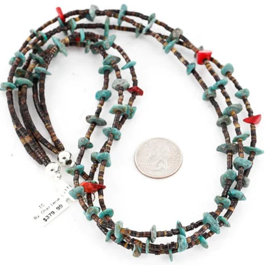 Certified Authentic 3 Strand Navajo .925 Sterling Silver Turquoise and Coral Native American Necklace 371054867735 Certified Authentic 3 Strand Navajo .925 Sterling Silver Turquoise and Coral Native American Necklace 371054867735