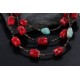 Certified Authentic 3 Strand Navajo .925 Sterling Silver Turquoise and Coral Native American Necklace 390742331789