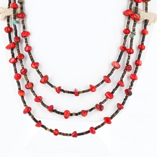 Certified Authentic 3 Strand Navajo .925 Sterling Silver Turquoise and Coral Native American Necklace 390752135111 Certified Authentic 3 Strand Navajo .925 Sterling Silver Turquoise and Coral Native American Necklace 390752135111