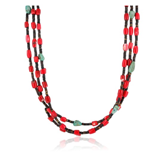 Certified Authentic 3 Strand Navajo .925 Sterling Silver Turquoise and Coral Native American Necklace 390832529281 Certified Authentic 3 Strand Navajo .925 Sterling Silver Turquoise and Coral Native American Necklace 390832529281