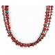 Certified Authentic 3 Strand Navajo .925 Sterling Silver Turquoise and Coral Neckalce Native American Necklace 371337540213