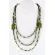Certified Authentic 3 Strand Navajo .925 Sterling Silver Turquoise and Gaspeite Native American Necklace 15835-15