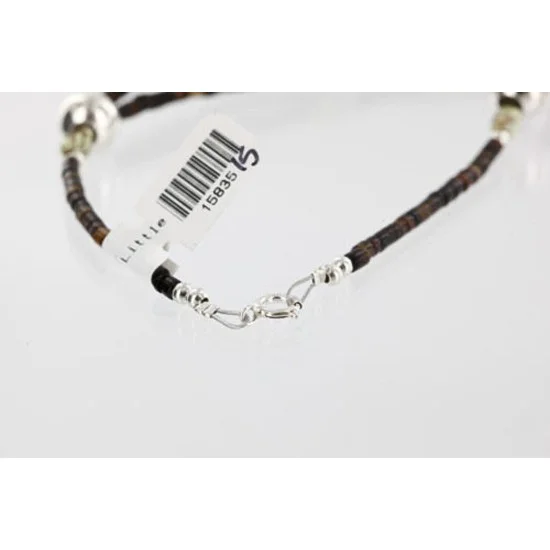 Certified Authentic 3 Strand Navajo .925 Sterling Silver Turquoise and Gaspeite Native American Necklace 15835-15