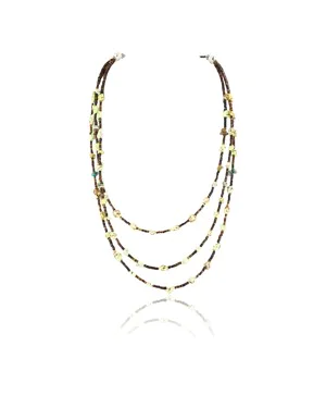 Certified Authentic 3 Strand Navajo .925 Sterling Silver Turquoise and Gaspeite Native American Necklace 370991409546