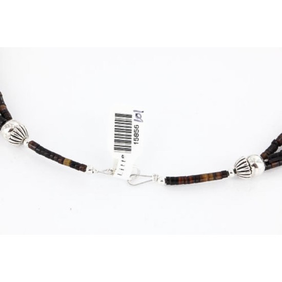 Certified Authentic 3 Strand Navajo .925 Sterling Silver Turquoise and GREEN AGATE Native American Necklace 15856-101 Certified Authentic 3 Strand Navajo .925 Sterling Silver Turquoise and GREEN AGATE Native American Necklace 15856-101
