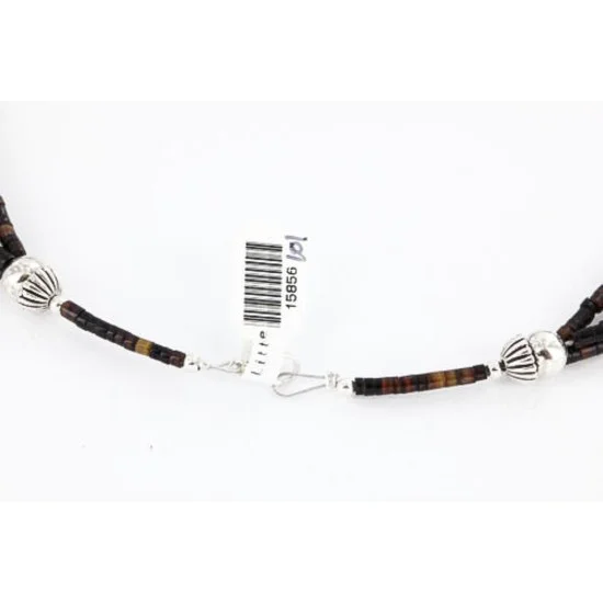Certified Authentic 3 Strand Navajo .925 Sterling Silver Turquoise and GREEN AGATE Native American Necklace 15856-101 Certified Authentic 3 Strand Navajo .925 Sterling Silver Turquoise and GREEN AGATE Native American Necklace 15856-101