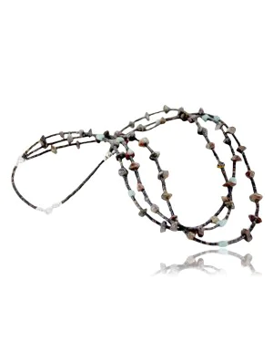 Certified Authentic 3 Strand Navajo .925 Sterling Silver Turquoise and Jasper Native American Necklace 15297-11