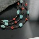 Certified Authentic 3 Strand Navajo .925 Sterling Silver Turquoise and Jasper Native American Necklace 15585-4