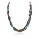 Certified Authentic 3 Strand Navajo .925 Sterling Silver Turquoise and Jasper Native American Necklace 15961