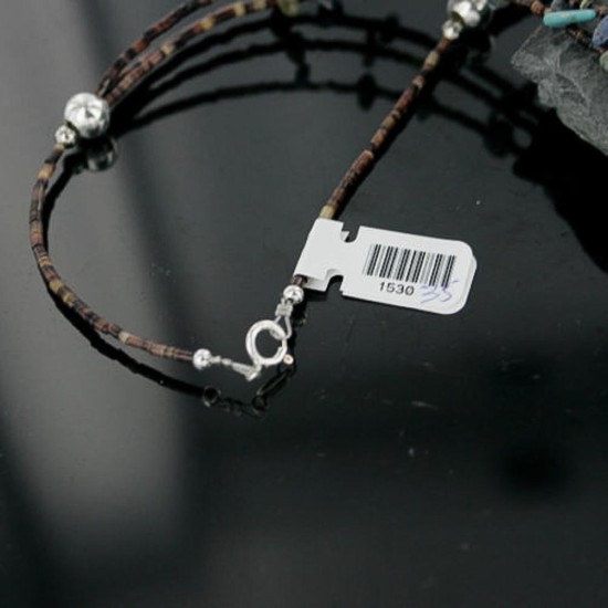 Certified Authentic 3 Strand Navajo .925 Sterling Silver Turquoise and Lapis Native American Necklace 1530-35 Certified Authentic 3 Strand Navajo .925 Sterling Silver Turquoise and Lapis Native American Necklace 1530-35