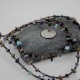 Certified Authentic 3 Strand Navajo .925 Sterling Silver Turquoise and Lapis Native American Necklace 1530-36