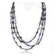 Certified Authentic 3 Strand Navajo .925 Sterling Silver Turquoise and Lapis Native American Necklace 15778-22