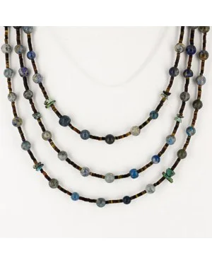 Certified Authentic 3 Strand Navajo .925 Sterling Silver Turquoise and Lapis Native American Necklace 370986805118 Certified Authentic 3 Strand Navajo .925 Sterling Silver Turquoise and Lapis Native American Necklace 370986805118